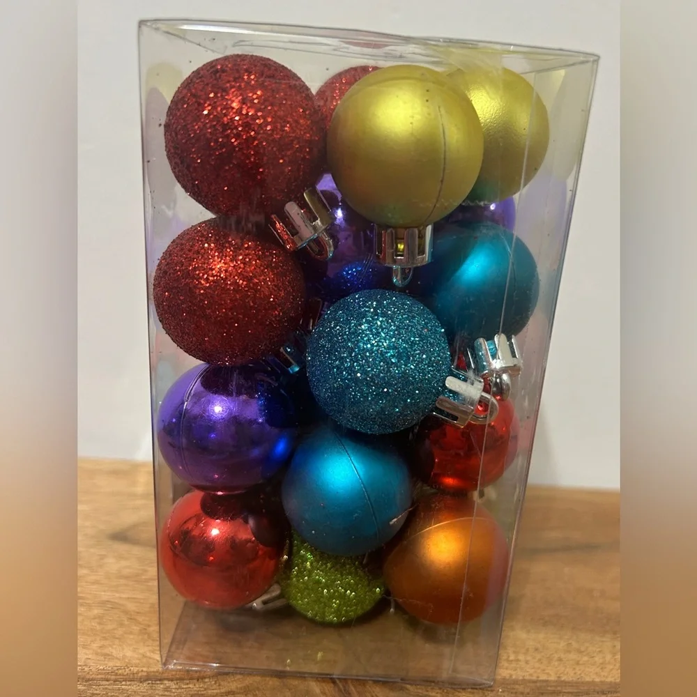 My Little Christmas Mini Ball Ornaments Multi-Color 1.5” 36 Piece NEW